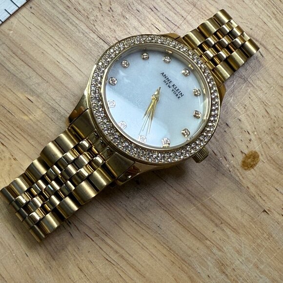 Anne Klein New York Womens Gold-Tone Watch With Crystal Accents & Mother-Of-Pear - Picture 11 of 14